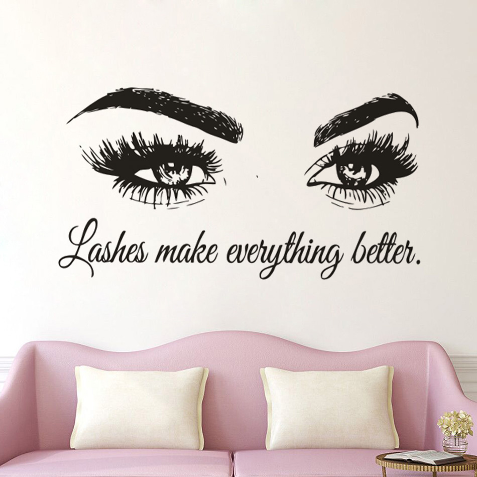 Beauty And Makeup Quotes - Eyelashes Vinyl Wall Decal Beauty Salon