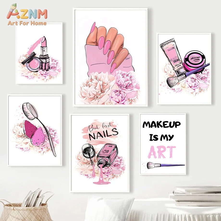AZNM Pink Nail Makeup Canvas W - Beauty And Makeup Quotes incelemesi ve fiyatı