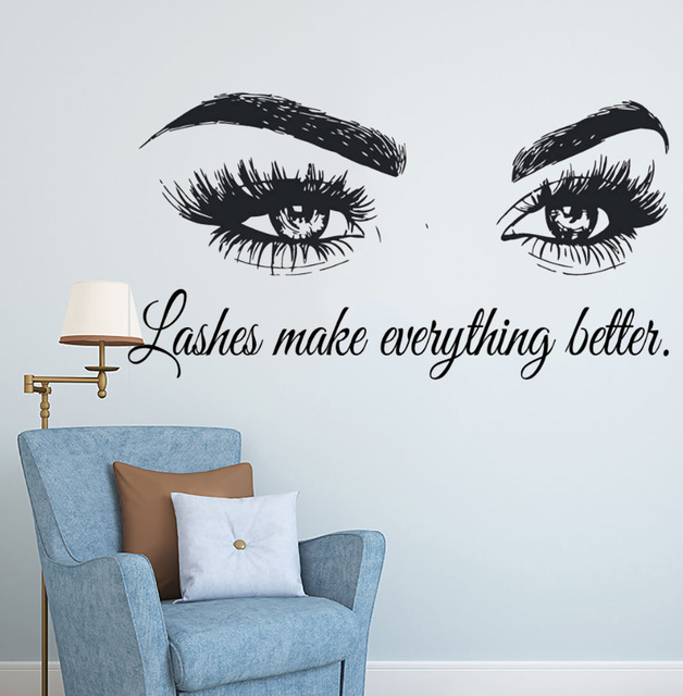 Eyelashes Vinyl Wall Decal Bea - Beauty And Makeup Quotes incelemesi ve fiyatı