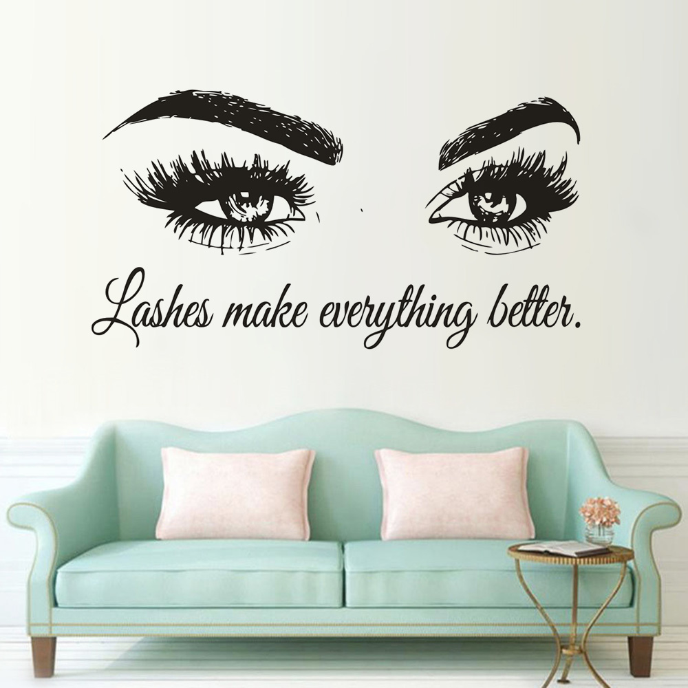 Eyelashes Vinyl Wall Decal Bea - Beauty And Makeup Quotes incelemesi ve fiyatı