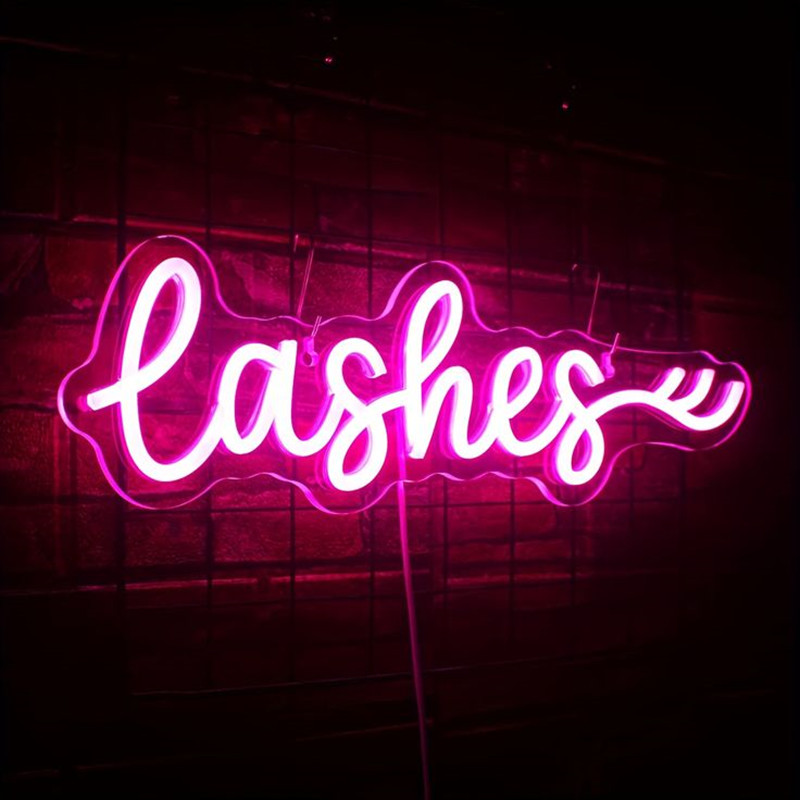 Pink LED Lashes Neon Sign Wall - Beauty And Makeup Studio incelemesi ve fiyatı