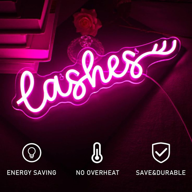 Pink LED Lashes Neon Sign Wall - Beauty And Makeup Studio incelemesi ve fiyatı
