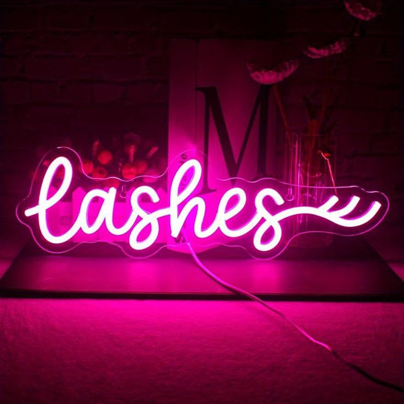 Pink LED Lashes Neon Sign Wall - Beauty And Makeup Studio incelemesi ve fiyatı
